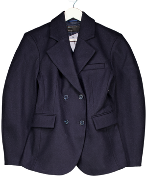 ASOS Blue Tailored Wool Rich Cocoon Sleeve Cinched Waist Blazer In Navy UK 8