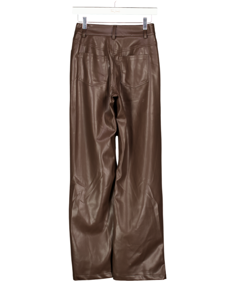 Princess Polly Brown Faux Leather Trousers UK 6