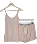 Stripe & Stare Pink Soft Brushed Woven Shorts And Cami Set UK S
