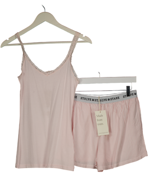 Stripe & Stare Pink Soft Brushed Woven Shorts And Cami Set UK S