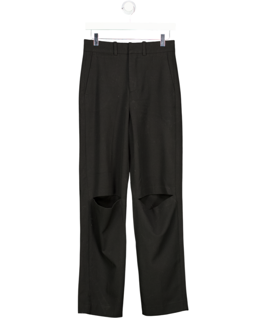 ZARA Black Split Knee Straight Leg Trouser UK XS