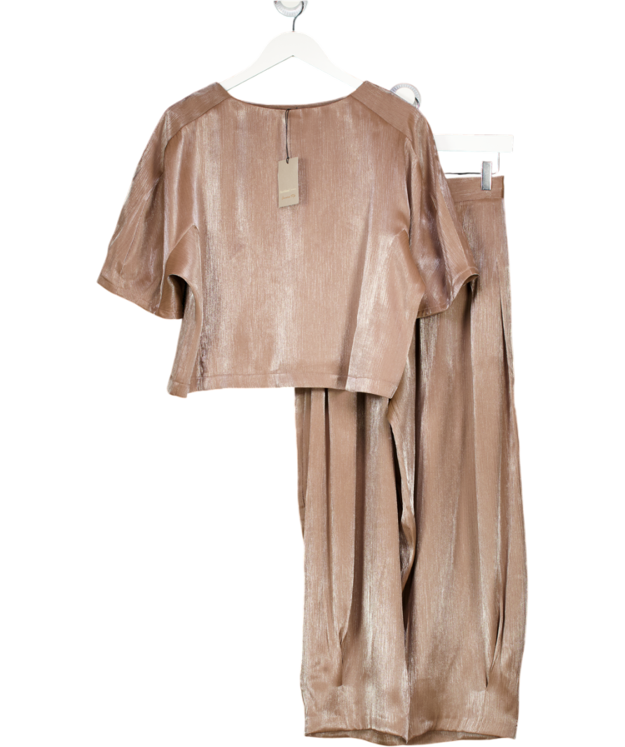 River Island 2-piece Bronze Metallic Tailored Top And Tapered Trousers Set UK 6