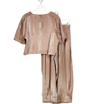 River Island 2-piece Bronze Metallic Tailored Top And Tapered Trousers Set UK 6