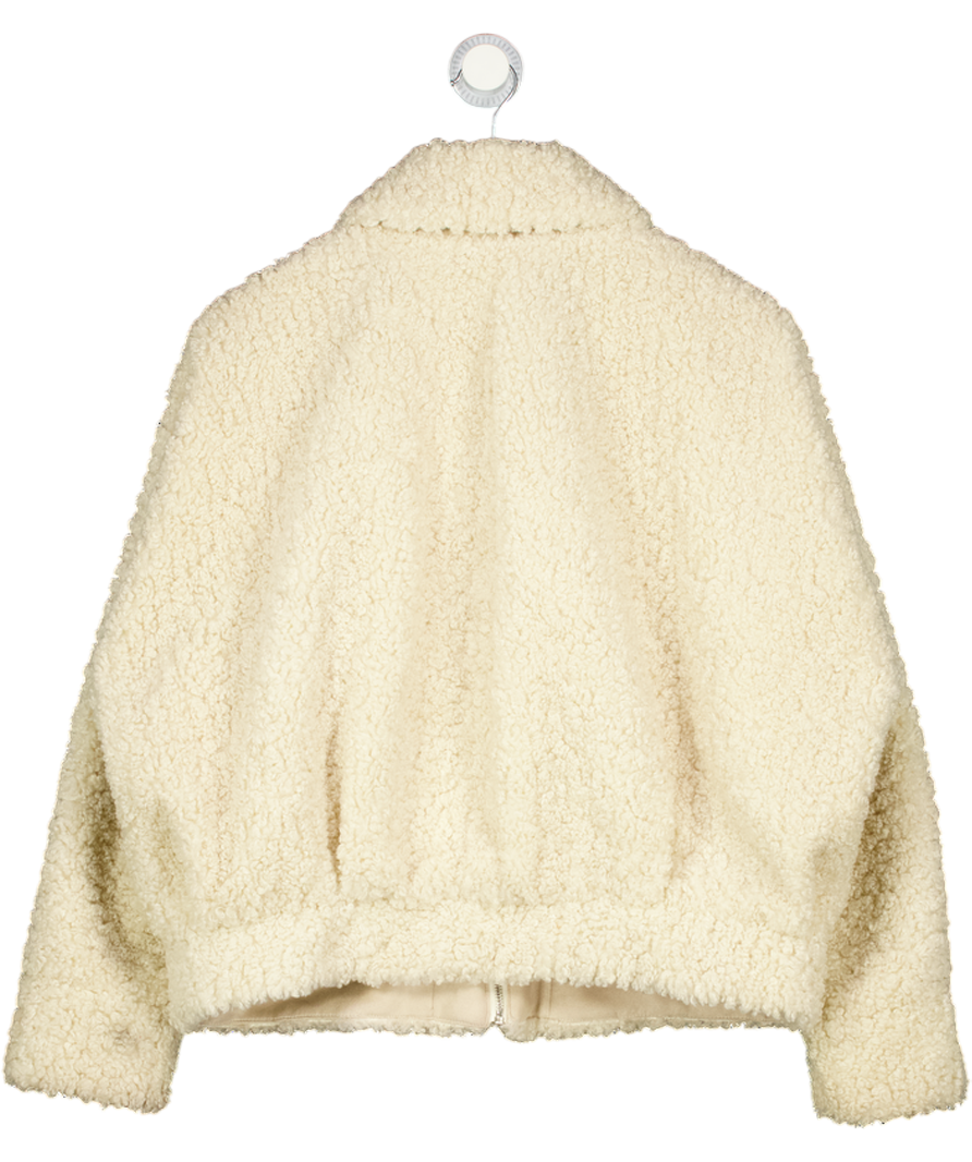 ZARA Cream Faux Fur  Borg Zip Jacket UK S