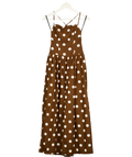 MAJORELLE Brown Dot Linen Blend Maxi Dress UK XXS