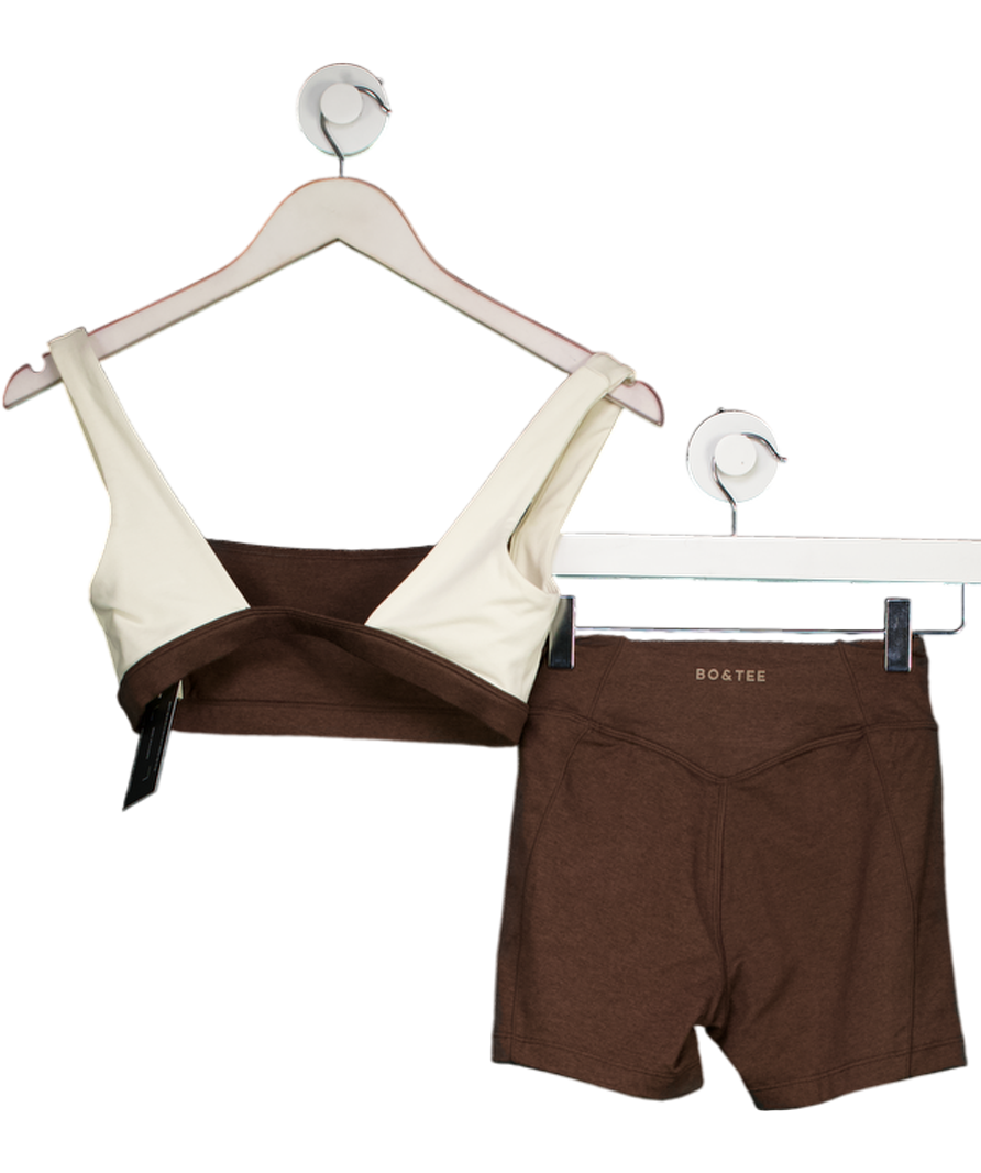 Bo + Tee Brown Ruched Set In Pecan Marl UK XS