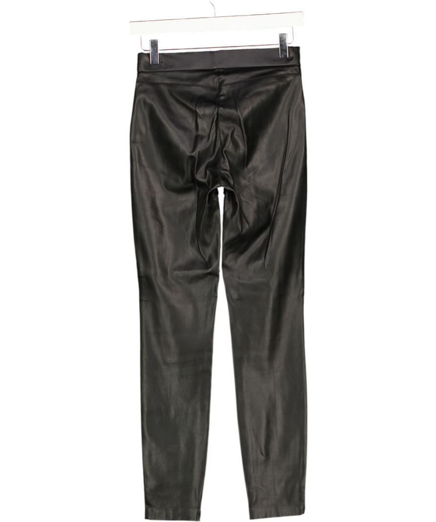 ZARA Black Faux Leather Skinny Ankle Slit Trouser UK XS