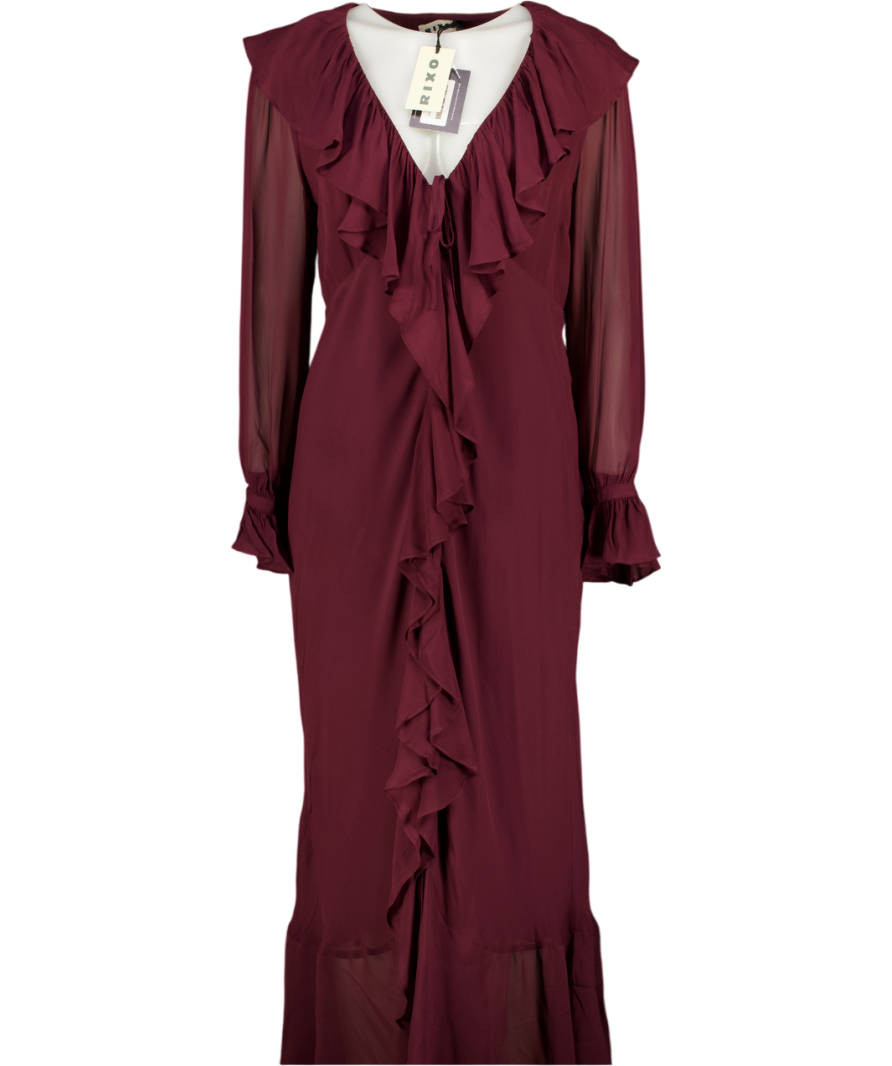 RIXO Burgundy Red Gracye Georgette Dress UK 12