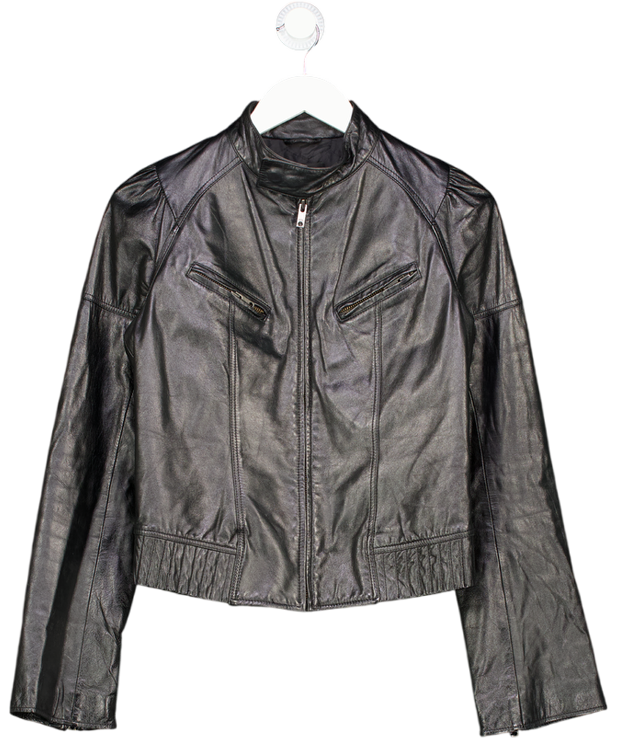 Diesel Black Leather Jacket UK S