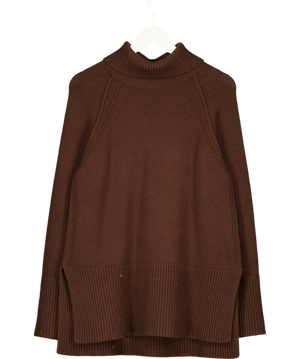 ME + EM Chocolate Brown Merino &  Cashmere Longline Jumper UK S