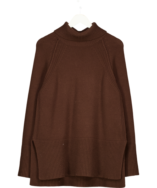 ME + EM Chocolate Brown Merino &  Cashmere Longline Jumper UK S