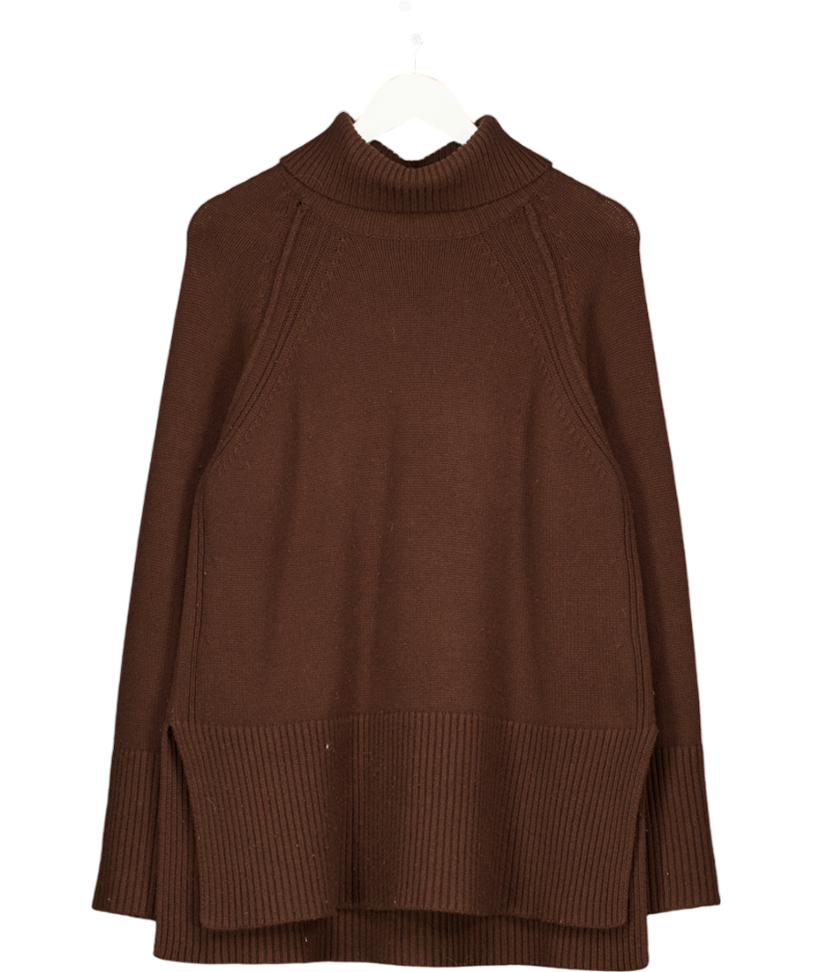 ME + EM Chocolate Brown Merino &  Cashmere Longline Jumper UK S