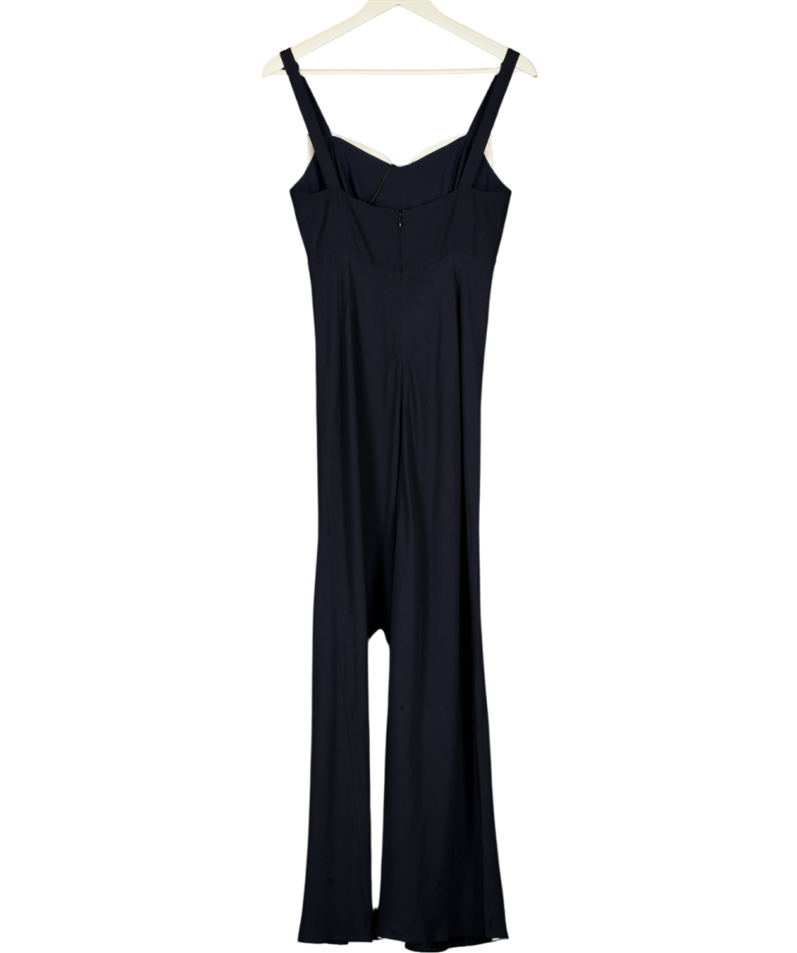 RIXO Melisse Deep Navy Blue Bow-detail Satin Midi Dress UK 8