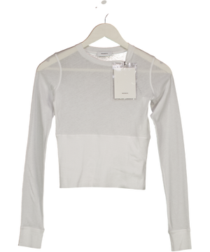 WARDROBE NYC White Fitted Long Sleeve Crop TOP  UK XS