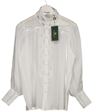 Holland Cooper White Ivory Featherton Lace Shirt UK 8