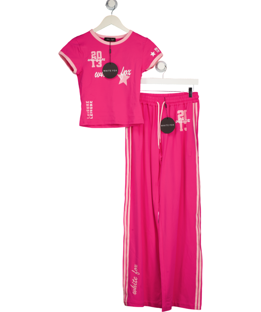 White Fox Pink All Star Season Baby Tee And Track Pants Set UK S