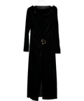 F&F Black Draped Velvet Dress With Gold Buckle UK 18