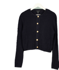 NEW LOOK Navy Blue Compact Knit Gold Button Cardigan UK 10