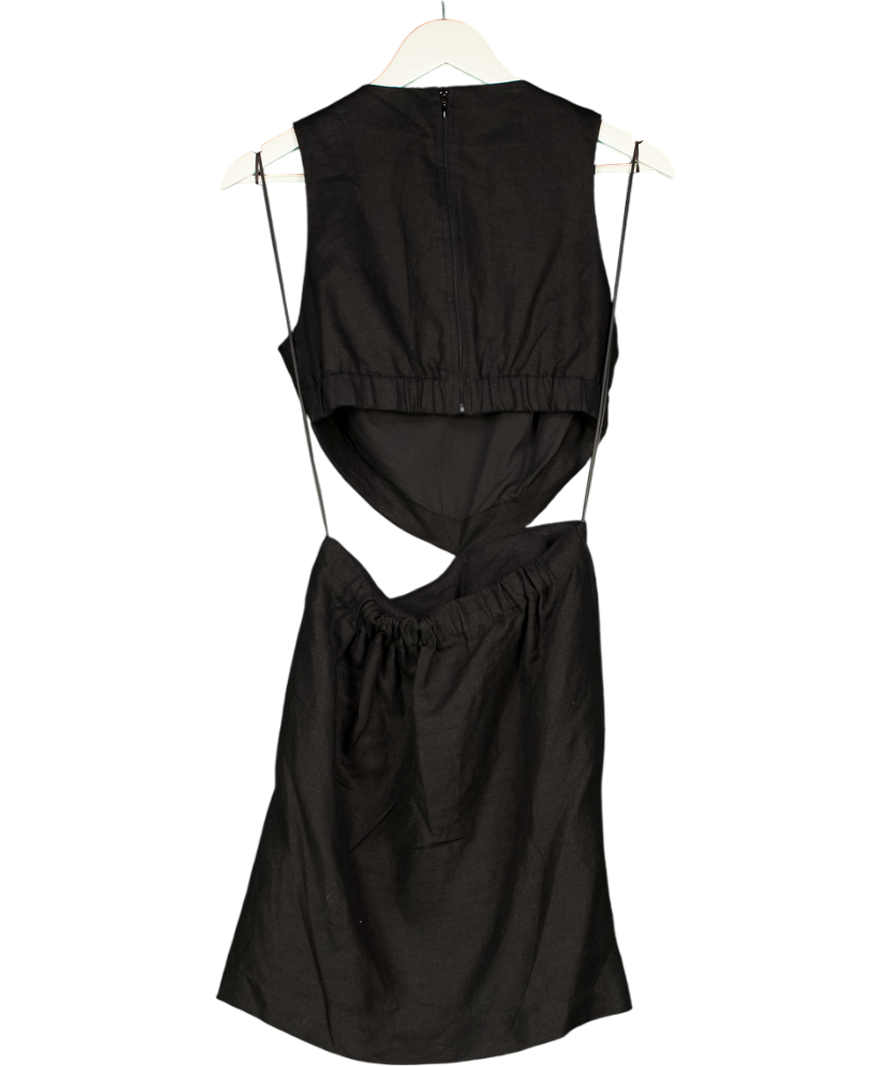 VENROY Black Linen Cut Out Mini Dres UK S