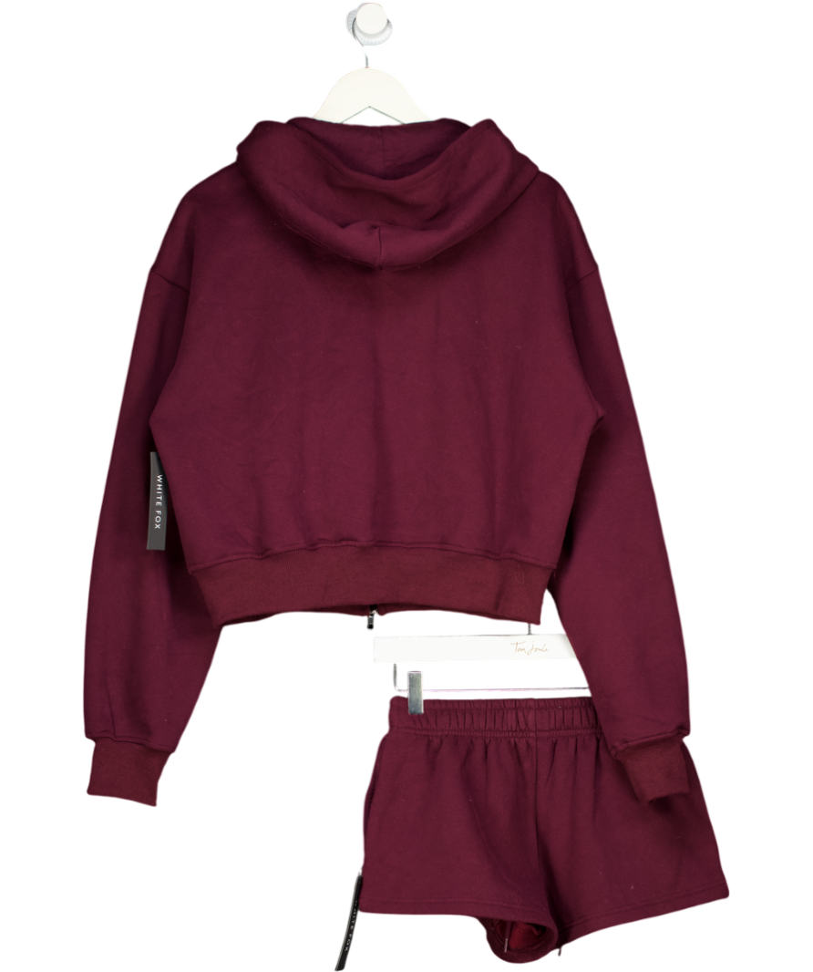 WHITE FOX 2-piece Burgundy Red Zip Hoodie And Shorts Set UK XS