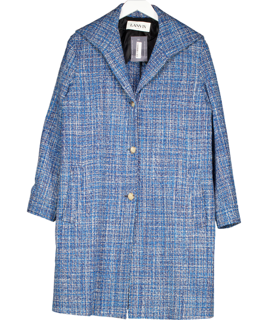Lanvin Blue Tweed Breasted Coat UK 10