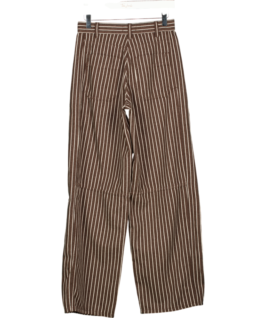 ME + EM Chocolate Brown / Cream Stripe Extreme Seam Barrel Jeans W24