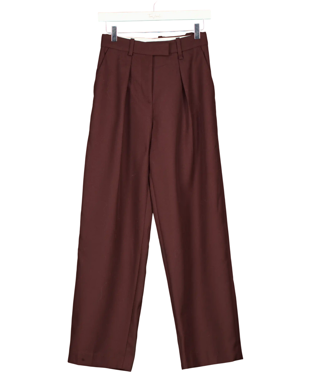 ARKET Burgundy High-waist Pleated Trousers UK 6