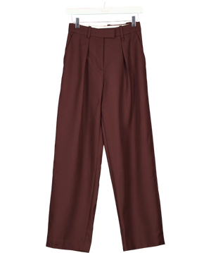 ARKET Burgundy High-waist Pleated Trousers UK 6