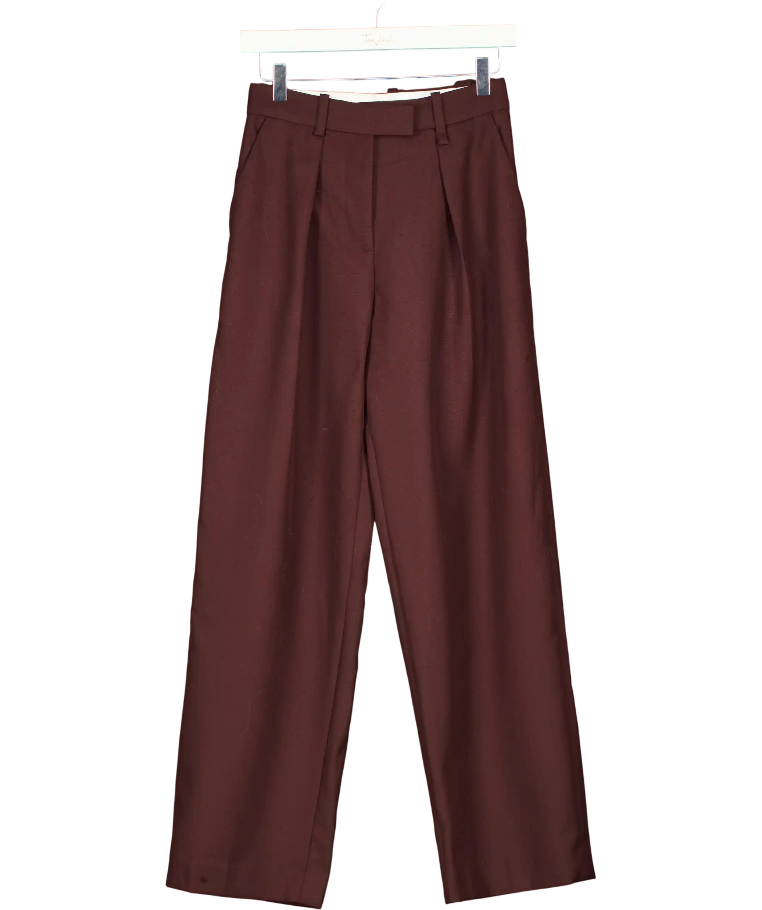 ARKET Burgundy High-waist Pleated Trousers UK 6