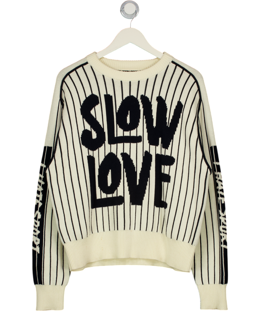 Slow Love Cream The 'i Hate Sport' Hand Knitted Crew Neck Jumper UK S/M