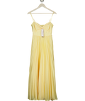 FOREVER NEW Soft Yellow Chloe Pleated Midi Dress UK 6