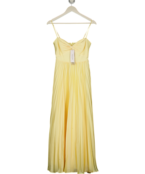 FOREVER NEW Soft Yellow Chloe Pleated Midi Dress UK 6