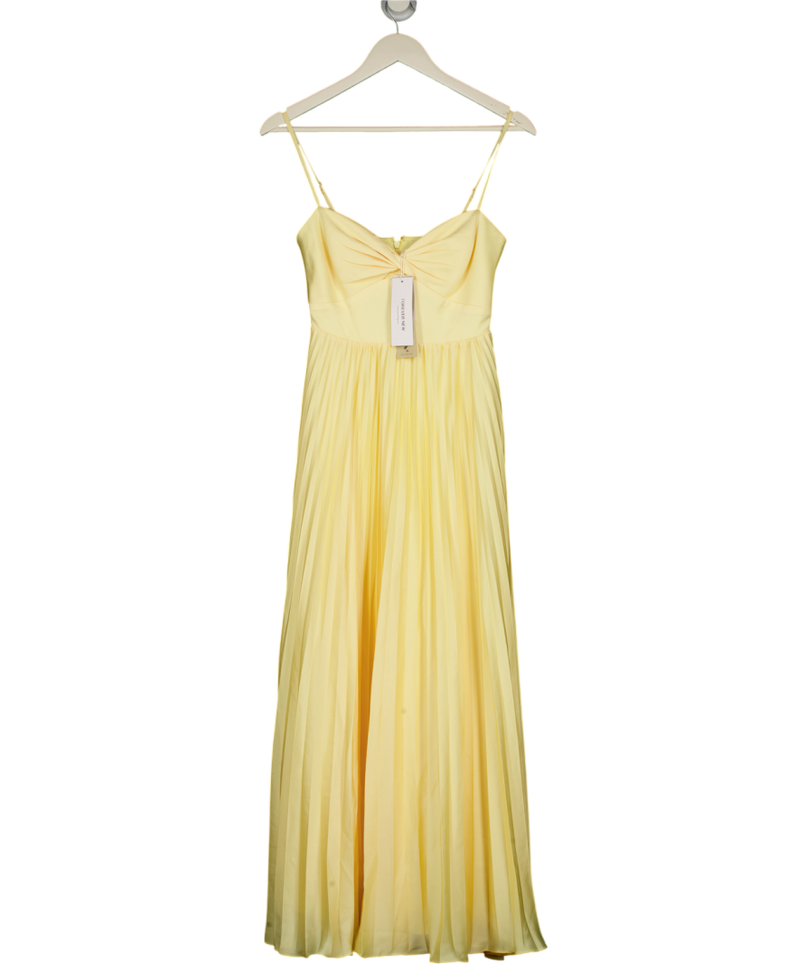 FOREVER NEW Soft Yellow Chloe Pleated Midi Dress UK 6