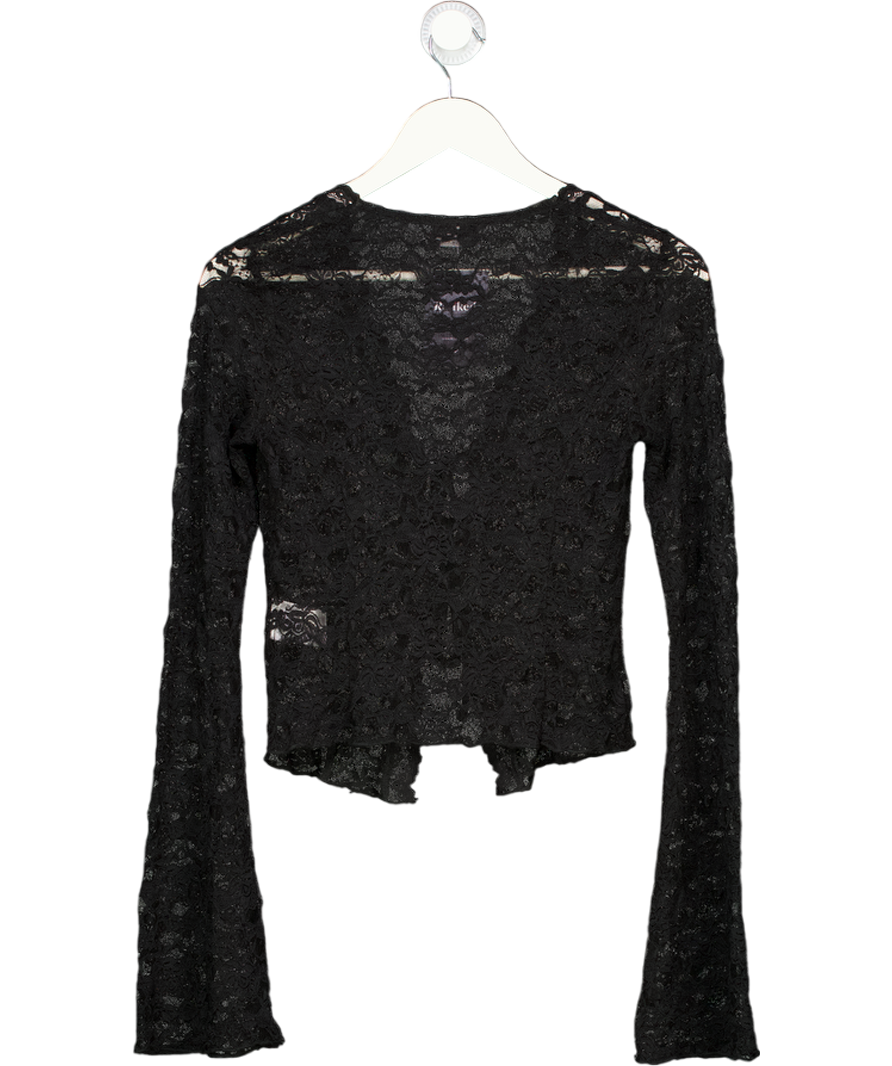 White Fox Black Oh So Careless Long Sleeve Lace Top UK S