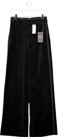 Karen Millen Black Velvet Grosgrain Detail Tailored Wide Leg Trousers UK 6
