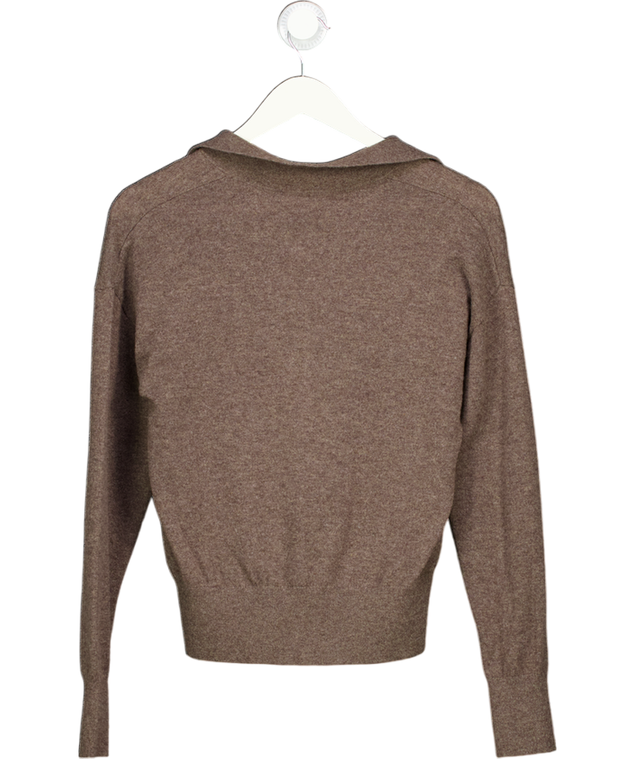 LILYSILK Brown 100% Cashmere Polo Shirt UK S