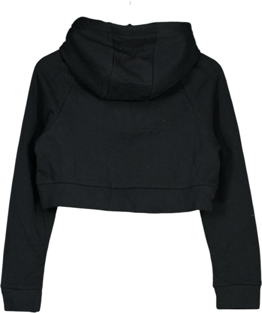 GYMSHARK Black Gropped Logo Hooded Sweatshirt UK XS