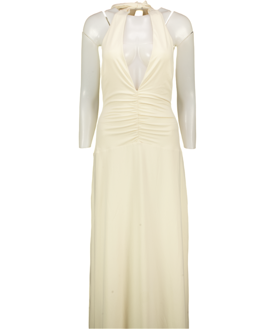 CHARCOAL Cream Jersey Halterneck Midi Dress UK 8