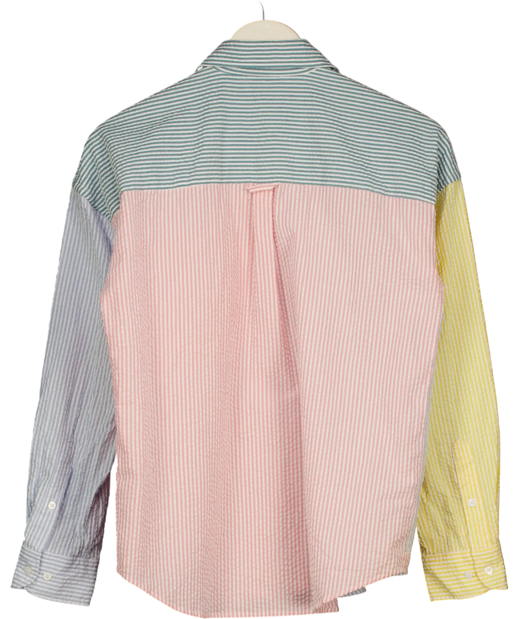 WNU With Nothing Underneath Multicoloured 'the Weekender" Multicolured Patchwork Seersucker Shirt UK S