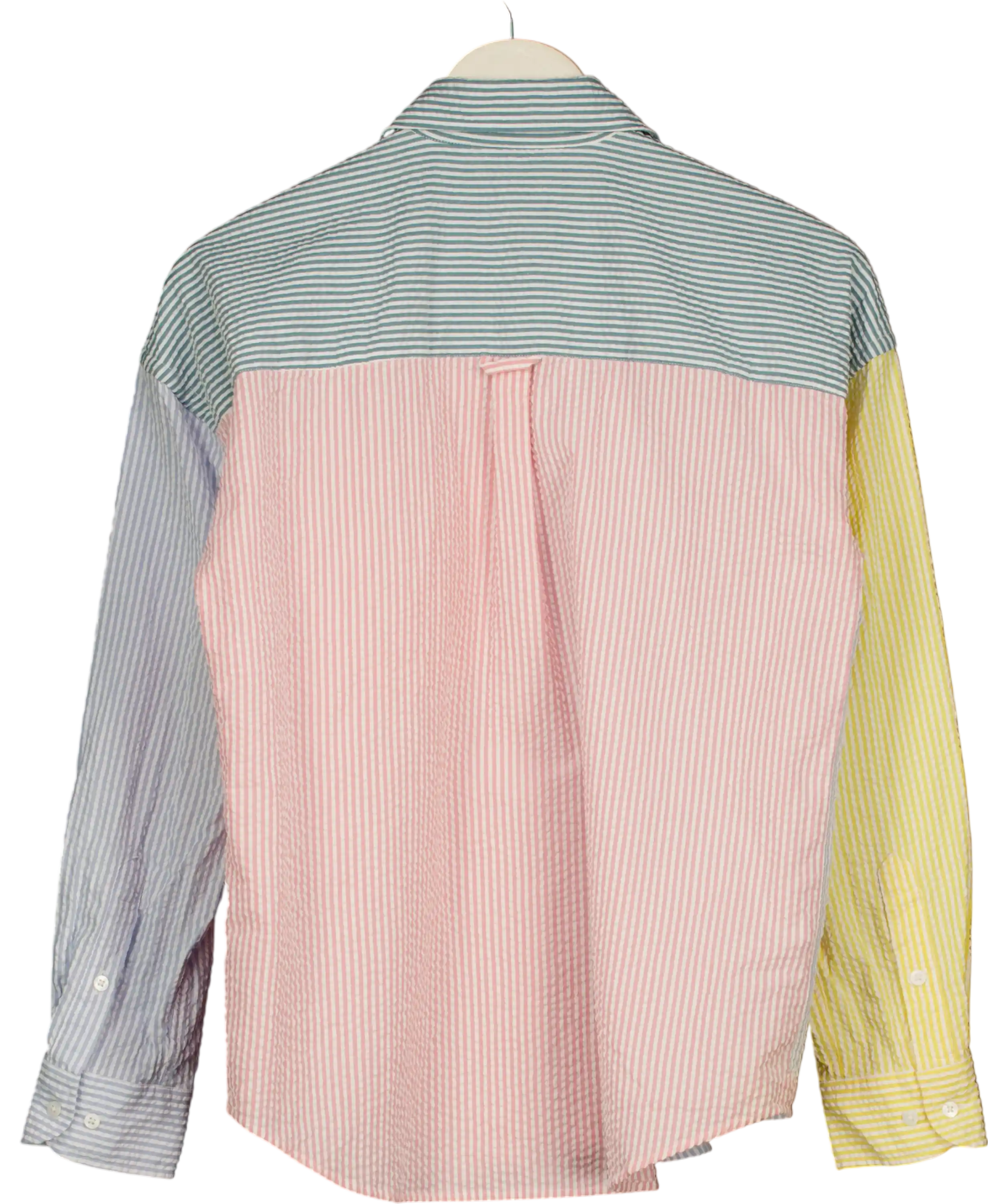 WNU With Nothing Underneath Multicoloured 'the Weekender" Multicolured Patchwork Seersucker Shirt UK S
