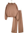 Bo + Tee Espresso Brown Logo Hoodie And Straight Leg Jogger Set UK S