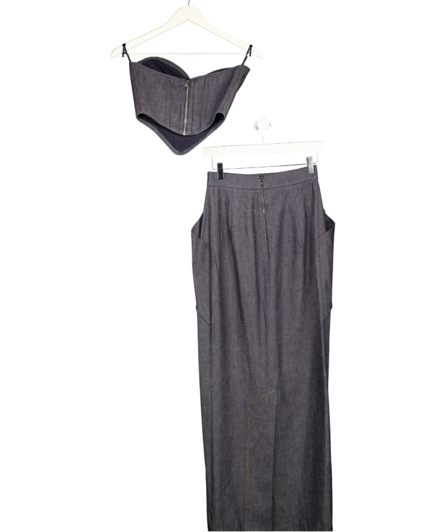 Kristina Fidelskaya Blue Her Cropped Denim Jacket Skirt Coset Set UK 8