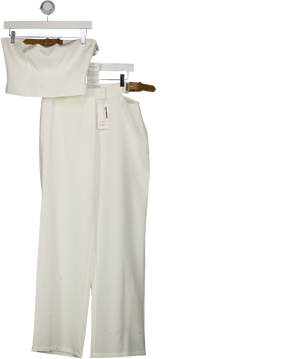 Sasha Therese White Lucia Buckle Pants (l) And Strapless Top (m) Set UK M/L