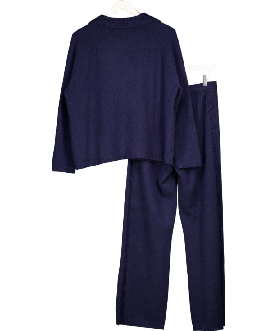 The White Company 2-piece Navy Blue 100% Cashmere Joggers (uk S) And Polo Jumper (uk M) Set UK S/M