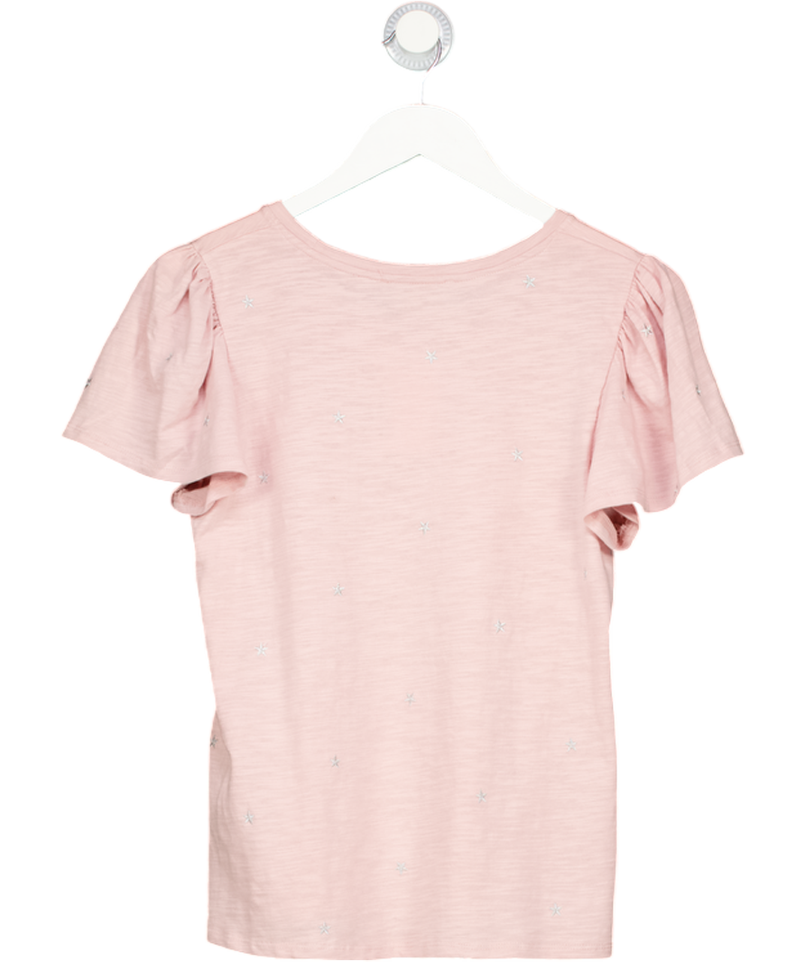 WYSE LONDON Pink / Silver Flutter Sleeve Star Embroidered T-shirt  Sz1 UK 8