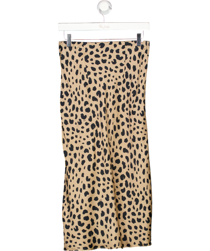 REALISATION Beige Leopard Silk Slip Skirt UK S/M