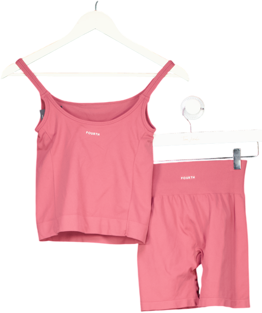 4th & Reckless 2-piece Pink Top And Cycle Shorts Activewear Set UK XS