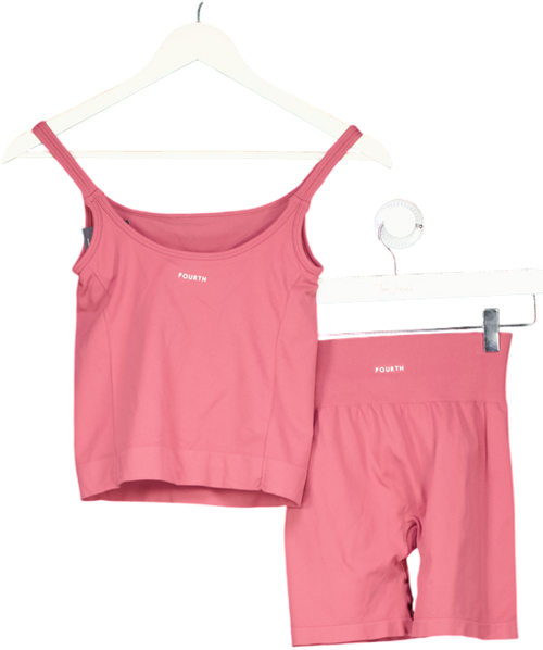 4th & Reckless 2-piece Pink Top And Cycle Shorts Activewear Set UK XS