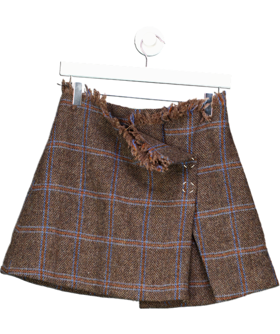 Acne Studios X Harris Brown Tweed Mini Wrap Skirt UK 10
