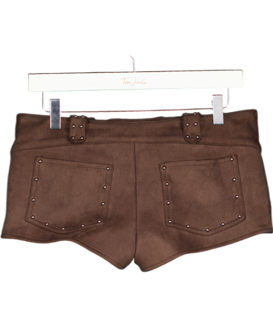 WHITE FOX Brown Faux Suede Stud Shorts UK S